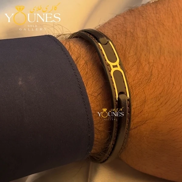 دستبند طلا چرم مردانه L189